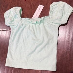 Janie and Jack Mint Puff Sleeve Blouse